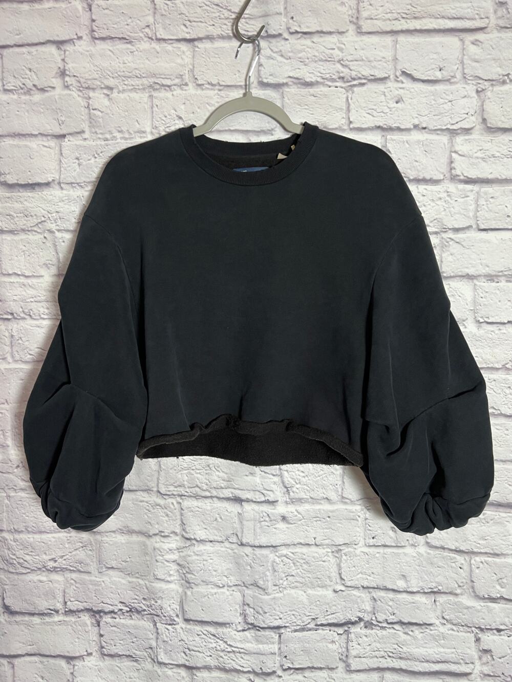 Levi's Made & Crafted Cropped Sweatshirt SIZE XS Black Balloon Sleeve Portugal